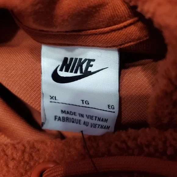NWT Nike Women's Sportswear Rugged Orange Fleece Hoodie Sweatshirt XL - Picture 7 of 9